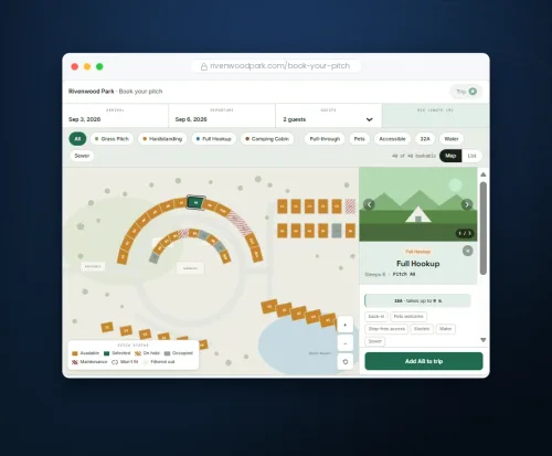 Guest choosing a pitch on the park map