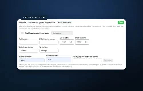 Croatian eVisitor registrations transmitted automatically