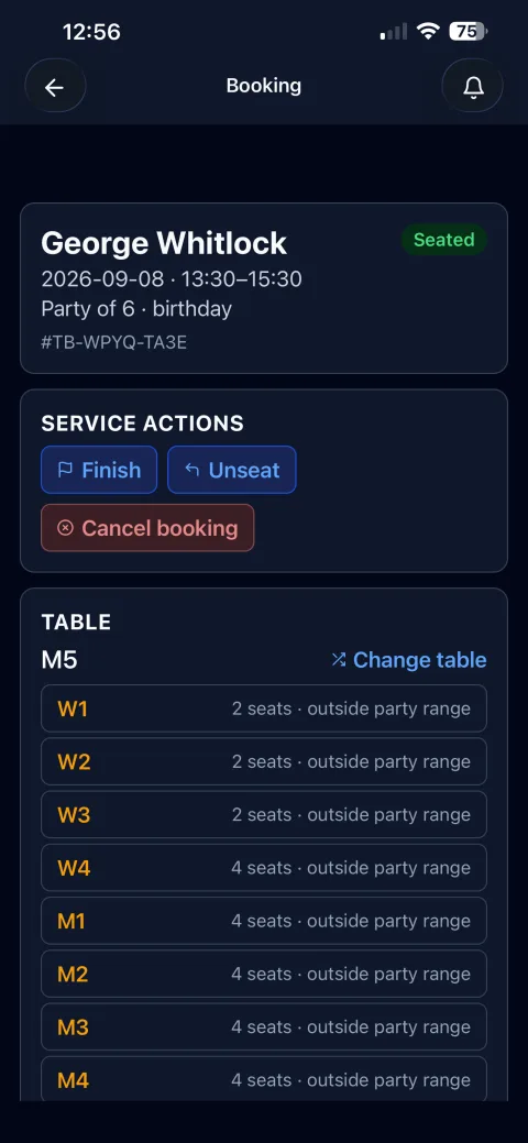 Changing a table mid-service